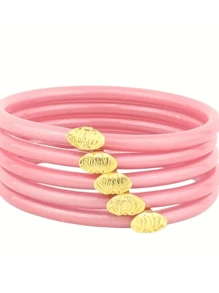 5 buc/set brățară yoga cu închidere tip floare de lotus aurie, straturi multiple de culoare dopamină, brățări colorate din PVC pentru purtare zilnică