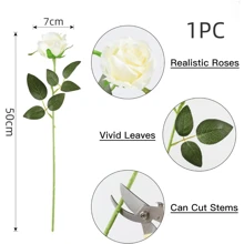 10/20 piezas Flores de rosa artificiales, ramo de rosas blancas, rosas de seda con tallo largo, ramo de novia, ramo del Día de San Valentín, adecuado para decoración del hogar, decoración de habitaciones, decoración de jardín, decoración de paredes, decoración interior y exterior, decoración de dormitorio, decoración de bodas, decoración de mesas, decoraciones de fiestas, decoración de Halloween, decoración de cumpleaños, decoración de otoño