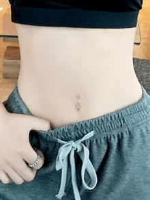 Belly Button Rings 14G 10mm Stainless Steel Silver Set With Stone For Women - Belly Rings - View 3