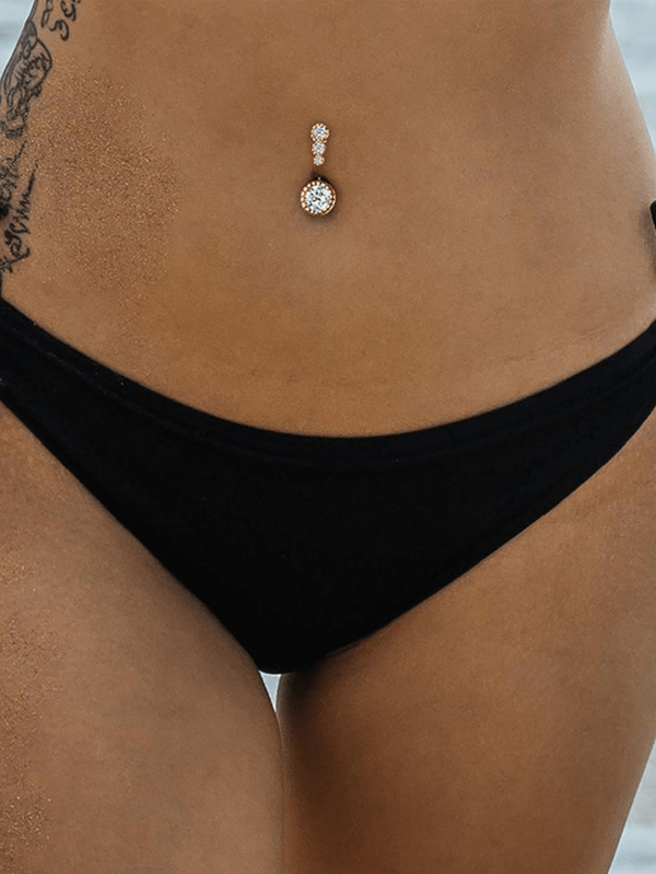 1 pièce Bijou de corps mode femme Magnifique luxueux Entièrement incrusté de zircone cubique Anneau de nombril circulaire doré