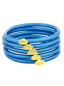 5 buc/set brățară yoga cu închidere tip floare de lotus aurie, straturi multiple de culoare dopamină, brățări colorate din PVC pentru purtare zilnică