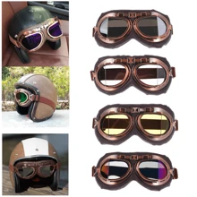 Retro Motorcycle Goggles Glasses Vintage Moto Classic Goggles For Harley Pilot Steampunk ATV Bike Copper Helmet