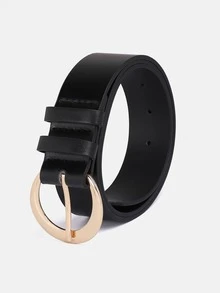 1 件女士纯色休闲聚氨酯 PU 腰带，适合日常佩戴宽腰带秋季、秋季、万圣节