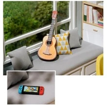 Mini DIY House Sunny Study Room Wooden Assembly Building Model, Miniature Room Decoration Accessories, Creative Holiday Gift