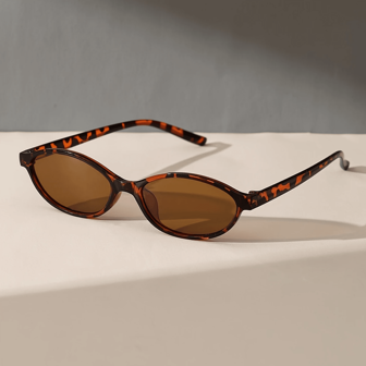 1 副小椭圆形时尚眼镜，个性多功能复古女士眼镜，适合夏季旅游度假海滩配饰学院风，适合返校椭圆形豹纹玳瑁印花