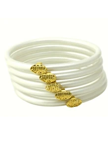 5 buc/set brățară yoga cu închidere tip floare de lotus aurie, straturi multiple de culoare dopamină, brățări colorate din PVC pentru purtare zilnică