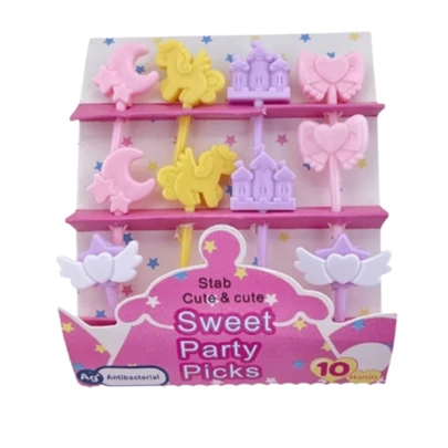 Mini palillo para fruta unicornio castillo luna moño juego 10 piezas accesorios mesa fiesta niños decoración cocina hogar práctico