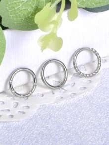 3Pcs 16G Septum Rings Hoop Stainless Steel Silver Tragus Daith Helix Earrings Hinged Segment Clicker Rings Lip Rings Piercing Jewellery - Nose Rings - View 3