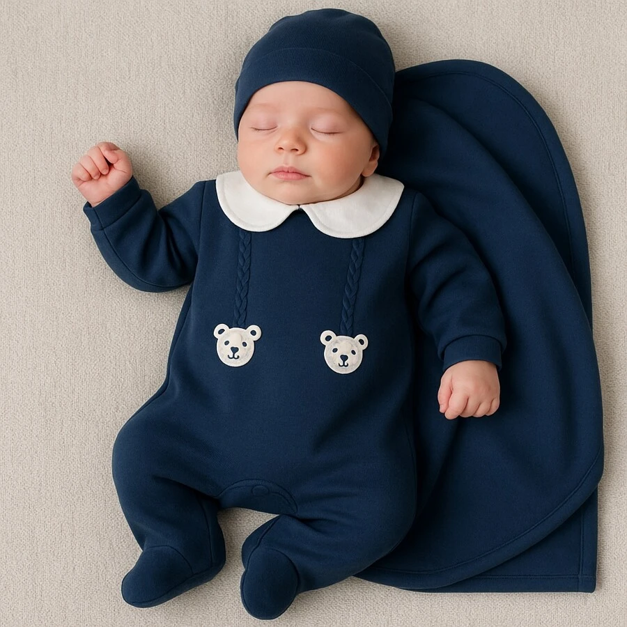 Nika Baby Saída maternidade suedine urso