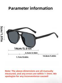 1pc Women's Square Rivet Frame Multicolor Combination Glasses Sets, Suitable For Outings, Retro Double Bridge Simple Large Frame , Ins Personalized Ocean Lens