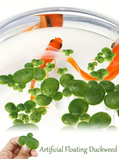 18/36PCS Artificial Floating Duckweed For Aquarium & Pond, Realistic Green Fish Tank Plants Decor, Enhances Fish Habitat Textured Leaves, Easy Maintenance, Durable Hardscape