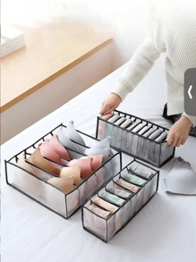 1pc Foldable Storage Bag For Clothes, Underwear, Jeans, Shirts, Closet Organizer Box With Compartment, Grid Design, Home And Bedroom Use Decorations Decor Festival Decor Room Decor Home Decor Bed Room Decor Bedroom, Organizer, Home Storage, White T Shirt Women, Black Pants Women, Ladies Winter Clothes, Dress,