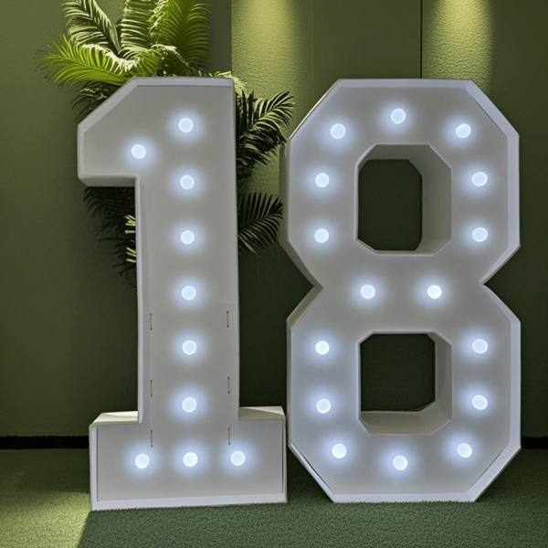 1 pezzo kit di struttura di palloncini numerici illuminati di grandi dimensioni, 120 cm, adatto per feste di compleanno, anniversari, matrimoni, lauree, configurazione standard con 10/12/16 stringhe di luci a LED bianchi freddi (batterie non incluse)