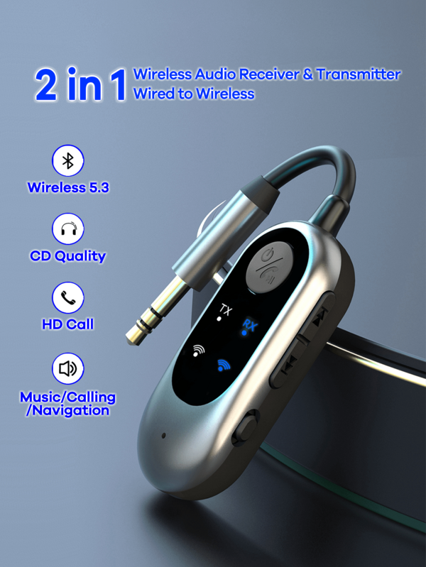 REMAX Wireless Receiver/Transmitter For Car(2-In-1);Noise-Proof;3.5mm AUX;Wireless Car Adapter;Wireless Audio Receiver For Home Stereo/Wired Headphones;Hands-Free Call;Essential Car Stuff For Travel;Practical Car Accessories