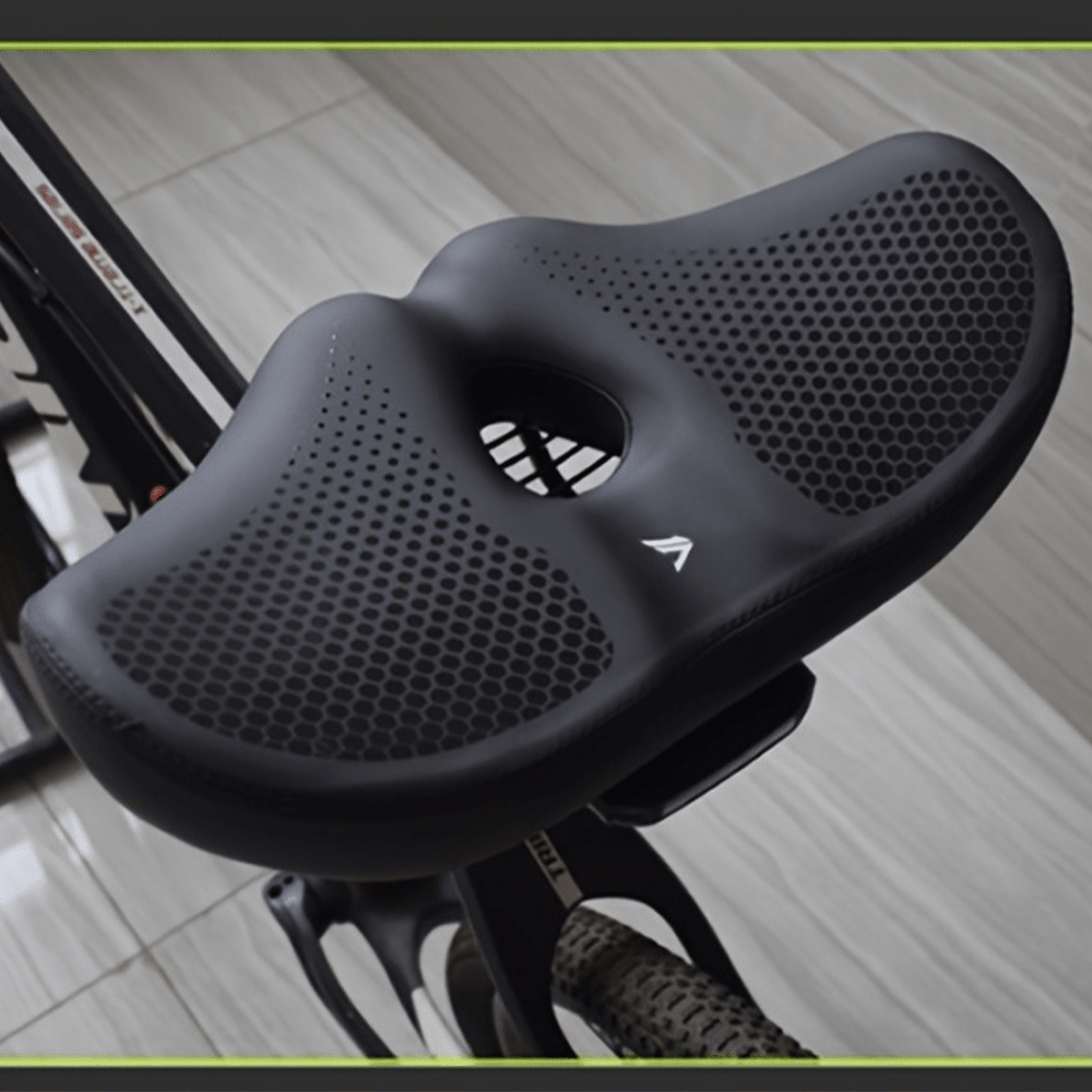 El cojín de asiento de bicicleta elevado y agrandado, sillín irregular para bicicletas de montaña, cojín de asiento de bicicleta espesado y plegable, amortiguación de resorte de alta elasticidad, excelente efecto, super suave, ensanchado y engrosado