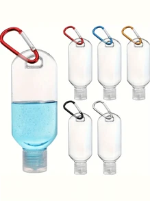 Bottiglia da viaggio antifuga con portachiavi - contenitore portatile ricaricabile, disponibile in più colori (blu, bianco, trasparente) per liquidi per il lavaggio delle mani e articoli da toilette (blu, bianco, trasparente), bottiglia da viaggio per articoli da toeletta, contenitore per liquidi ricaricabile a prova di perdite per articoli di toeletta, cosmetici - (colore del moschettone casuale)