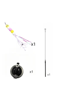 1 sztuka interaktywna zabawka do drażnienia kota, sztuczny dzwonek z piórami dla zwierząt domowych, produkt wymienny, odpowiedni do ćwiczeń i samodzielnej rozrywki kota, ręczny patyk do drażnienia, różne owady zastępują głowę