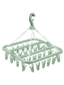 Suszarka do skarpet, wieszak na ubrania z 32 klipsami, wieszak na ubrania do wewnątrz i na zewnątrz, składana obrotowa suszarka do ubrań, odpowiednia do bielizny, skarpetek, małych części garderoby, do użytku na zewnątrz i na balkonie - oszczędzająca miejsce, bez zasilania, wisząca linka na ubrania, wieszak na ubrania, pralnia