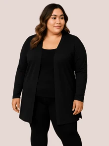 Women's Plus Size Cardigan Coat Lanzinha Winter Lavin Basic G1-G2-G3 - màu đen - Xem 1