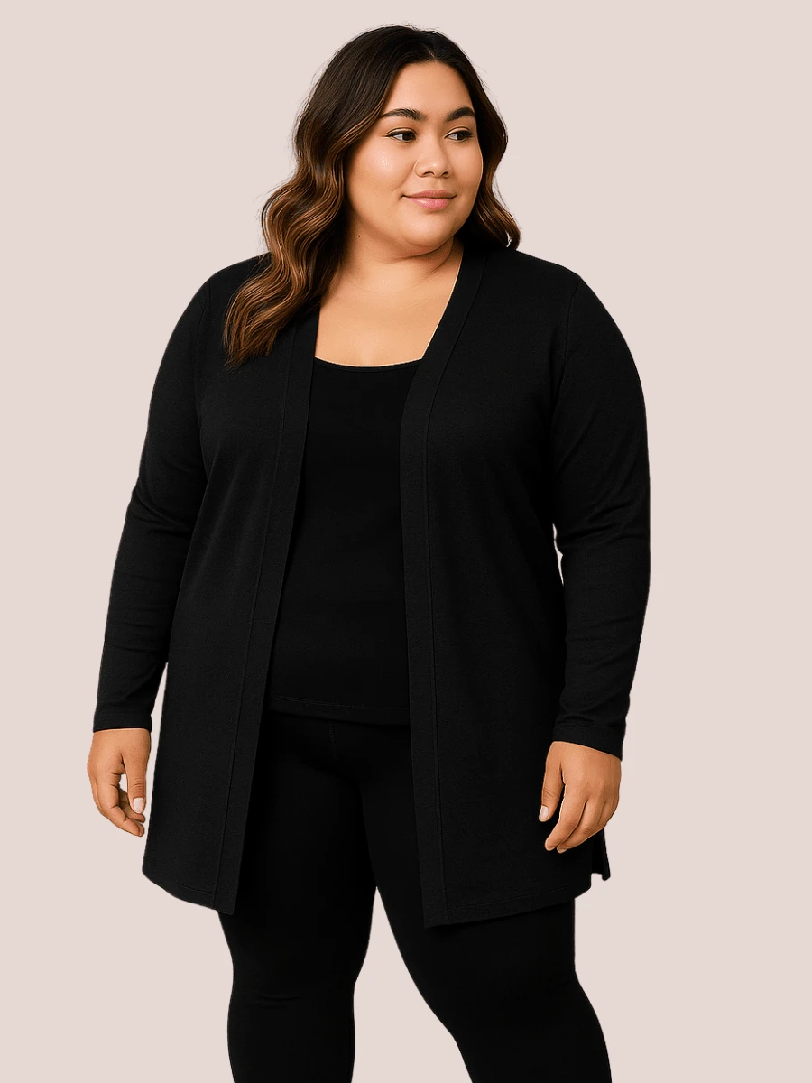 Women's Plus Size Cardigan Coat Lanzinha Winter Lavin Basic G1-G2-G3 - màu đen - Xem 1