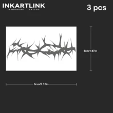 3pcs Inkartlink Thorn Chain Tattoo | Dark Style Wrist Totem | Herbal Waterproof Ink | Lasting 1-2 Weeks - Black - View 5