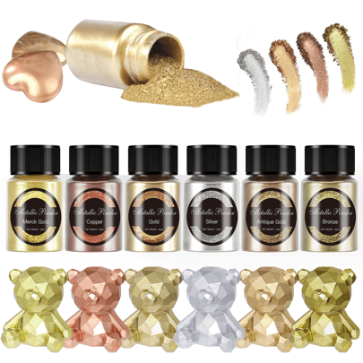 Metallic Mica Powder For Resin, 6 Colors Set With 20ml/Color Fine Epoxy Resin Color Pigment, Pigment Powder Dye, For Coloring, Polymer Clay, Paint, DIY Crafts, Tumbler, Oil Painting, Soap Making, Candle Making
