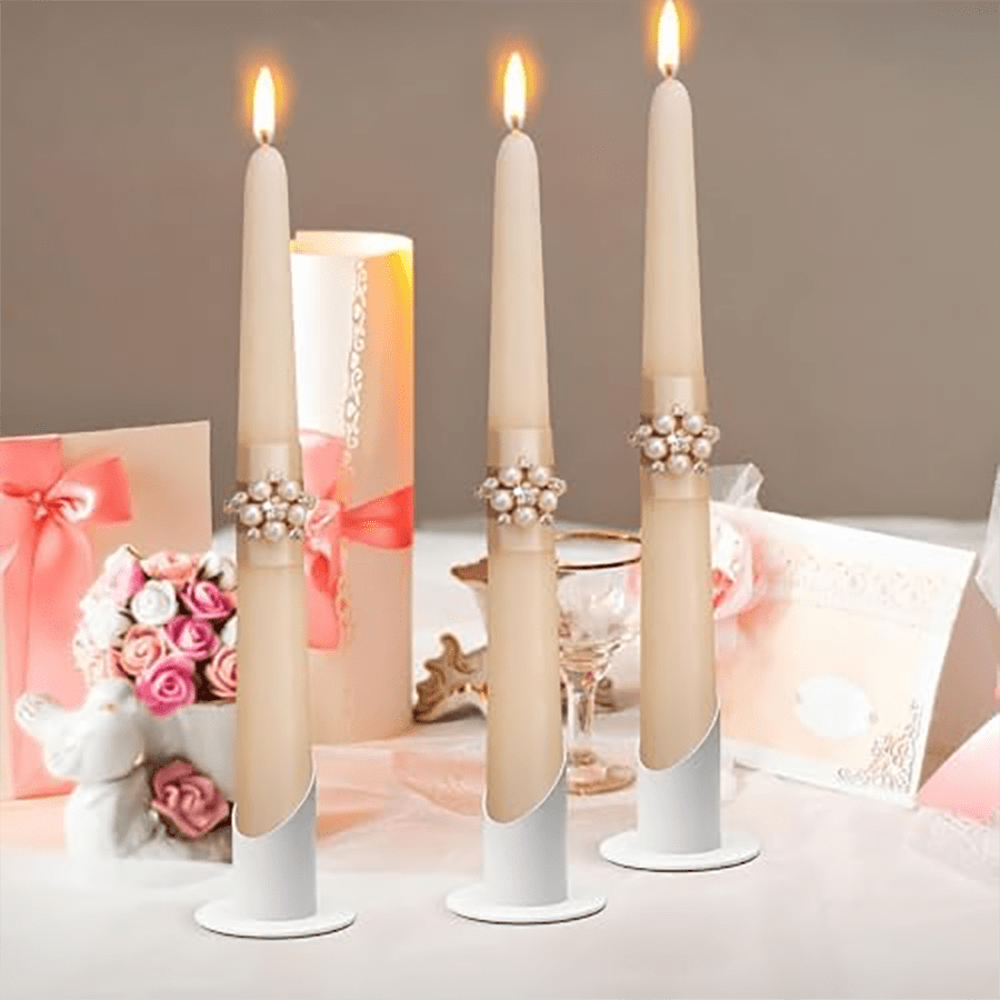 1pc Candle Holder, Communion Candle, 4 Cm, White Metal Candle Holder, For Christening Candle, Christening Candle Holder, Baptism Candle Holder, Taper Candles,Candle Decorations For Communion, Weddings, Festivals, Etc