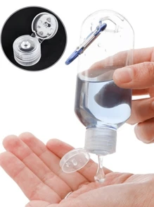 Bottiglia da viaggio antifuga con portachiavi - contenitore portatile ricaricabile, disponibile in più colori (blu, bianco, trasparente) per liquidi per il lavaggio delle mani e articoli da toilette (blu, bianco, trasparente), bottiglia da viaggio per articoli da toeletta, contenitore per liquidi ricaricabile a prova di perdite per articoli di toeletta, cosmetici - (colore del moschettone casuale)