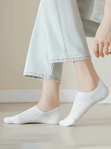 6 Pairs Solid Pinstripe Boat Socks, Simple Comfy & Breathable Socks, Women's Stockings & Hosiery(1/3/6 Pairs)