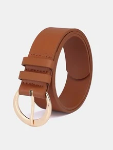 1 件女士纯色休闲聚氨酯 PU 腰带，适合日常佩戴宽腰带秋季、秋季、万圣节