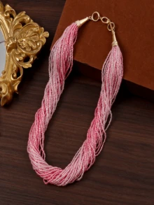 Bohemian Multi-Layer Bead Handmade Braided Necklace, Versatile Casual Wear - Rice Bead Necklace - View 8