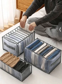 1pc Foldable Storage Bag For Clothes, Underwear, Jeans, Shirts, Closet Organizer Box With Compartment, Grid Design, Home And Bedroom Use Decorations Decor Festival Decor Room Decor Home Decor Bed Room Decor Bedroom, Organizer, Home Storage, White T Shirt Women, Black Pants Women, Ladies Winter Clothes, Dress,