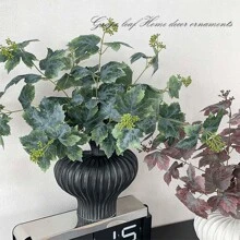 1/2/3pcs 49cm Artificial Plant, Fake Leaf With Maple Leaf, For Wall,Living Room And Bedroom,Wedding,Party Decor,Desk Stuffing.Home,Desk Decor,Kitchen,Wedding,Table,Centerpieces,Office,Garden,Outdoor,House,Patio Decor,Spring, Summer, Autumn And Winter Decoration,Fall Decor,Autumn