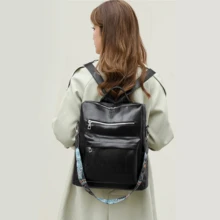 Mochila de moda para mujer, bolso multiusos, bolso de hombro, bolso de viaje, bolso tipo cartera. - Negro - Ver 3