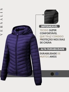 Women's Puffer Jacket Nylon Women's Winter Basic Black Waterproof Coat - National Shipping - 藏蓝色 - 查看 3