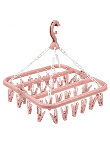 Suszarka do skarpet, wieszak na ubrania z 32 klipsami, wieszak na ubrania do wewnątrz i na zewnątrz, składana obrotowa suszarka do ubrań, odpowiednia do bielizny, skarpetek, małych części garderoby, do użytku na zewnątrz i na balkonie - oszczędzająca miejsce, bez zasilania, wisząca linka na ubrania, wieszak na ubrania, pralnia