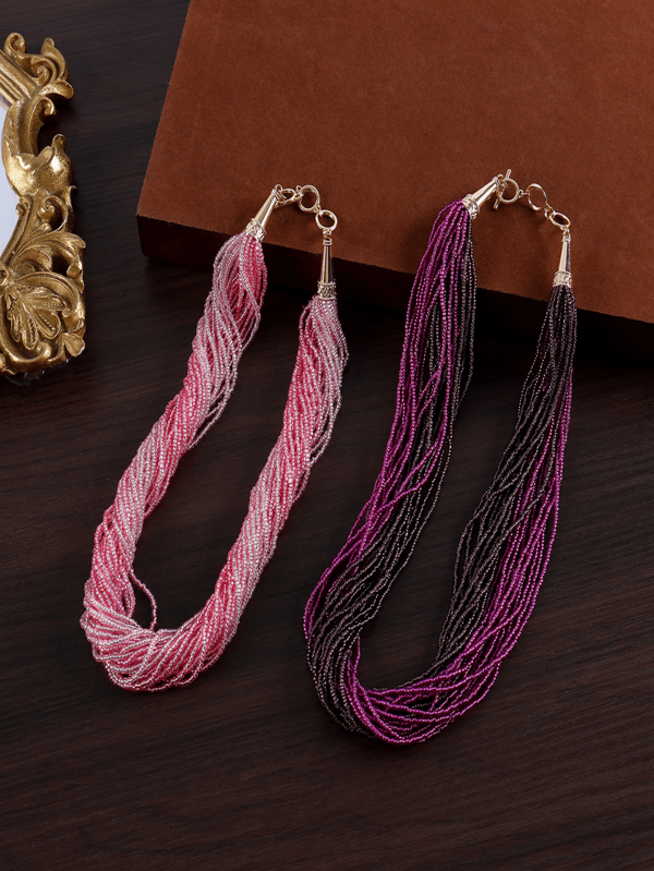 Bohemian Multi-Layer Bead Handmade Braided Necklace, Versatile Casual Wear