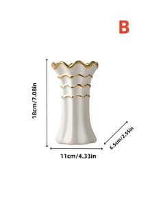 1PC Ceramic High-End Minimalist Style Curved Mouth Vase Suitable For Office Beautiful Decoration, Bedroom Dressing Table Flower Vase, Living Room Desktop Flower Vase Decoration