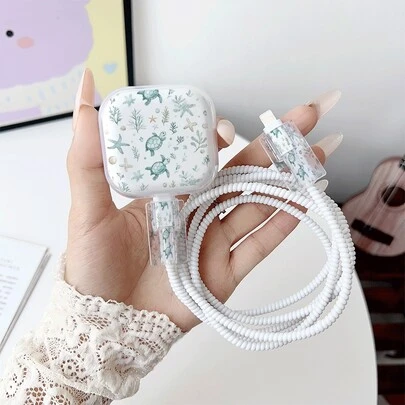 3 Pieces Set, UK Standard 18W/20W Transparent Charger Case Compatible With IPhone 13/14/15/16, TPU Cable & Charger Head Protector, Gift, Electronic Office Accessories Cable Protector, Charger Accessories, Phone Accessories