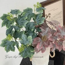 1/2/3pcs 49cm Artificial Plant, Fake Leaf With Maple Leaf, For Wall,Living Room And Bedroom,Wedding,Party Decor,Desk Stuffing.Home,Desk Decor,Kitchen,Wedding,Table,Centerpieces,Office,Garden,Outdoor,House,Patio Decor,Spring, Summer, Autumn And Winter Decoration,Fall Decor,Autumn