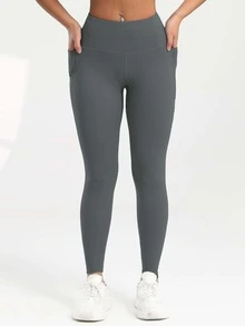 5 Stücke/Set Damen Outdoor Fahrrad Enge Hosen, hohe Taille einfarbig mit Taschen, Sportbekleidung für Training, Alltag Alltag Outfit, bequeme Yoga Leggings - Verschiedenfarbig - Übersicht 5