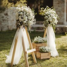 1 件/6 件/10 件优雅婚礼椅带，透明欧根纱材质，63 英寸 X 39.37 英寸，白色、酒红色、浅紫色、脏粉色、浅粉色，适合婚礼、派对和浪漫装饰 - 非常适合过道装饰和椅子装饰、庆典椅装饰 | 飘逸的窗帘风格 | 涤纶混纺面料，婚礼装饰