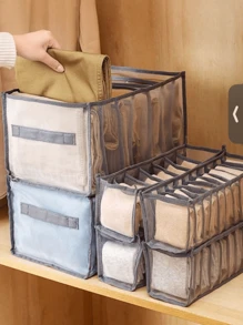 1pc Foldable Storage Bag For Clothes, Underwear, Jeans, Shirts, Closet Organizer Box With Compartment, Grid Design, Home And Bedroom Use Decorations Decor Festival Decor Room Decor Home Decor Bed Room Decor Bedroom, Organizer, Home Storage, White T Shirt Women, Black Pants Women, Ladies Winter Clothes, Dress,