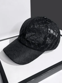1 Piece Lace Hat Women's Summer Wide Brim Fashion Casual Versatile Baseball Cap Sunshade Sun Hat Semi Hollow Design Thin Sun Hat - Black - View 6