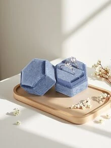 高端韩版丝绒天鹅双环首饰盒|母亲节|圣诞节女友生日礼物