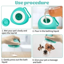 1pc Silicone Pet Bath Brush With Massage Ball - 2 In 1 Bathing And Massage GroomingTool For Dogs And Cats Shampoo - Gentle Silicone Material Pet Care Accessories And Cleans With Built-In Bath Sanitizer For Daily Cleaning Of Pets, Birthday Gifts,