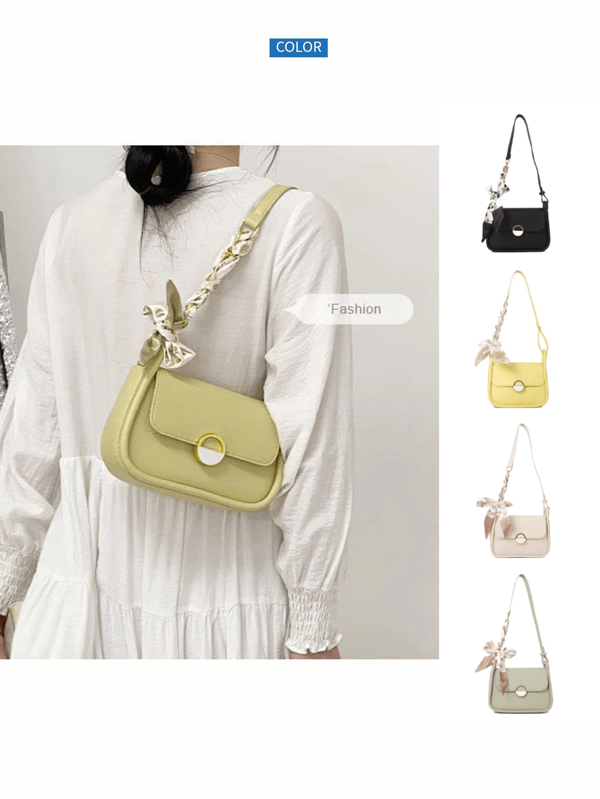 [Bolso Bandolera Cuadrado] Bolso de hombro de mujer de piel sintética pequeño | Correa de hombro ajustable, detalle elegante de lazo y hebilla dorada | Disponible en negro/blanco, beige, verde claro, azul verdoso