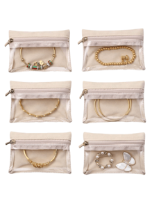 12pcs Portable Jewelry Storage Bag, Mini Bracelet Earring Ring Organizer Pouch, Jewelry Travel Organizer Box For Women