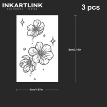 INKARTLINK 3 件星空花卉临时纹身 | 3 朵花簇 + 流星雨元素 | 医用级防水 | 适用于手腕/脚踝 - 黑色 - 查看 5