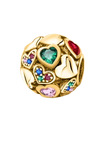 1Pc Fashionable Pink Green Red Blue Love Zirconia Round Beads Charms Fit For Women Bracelets Bangles DIY Jewelry Making And Daily Outfit Matching Jewelry Decoration For Girls